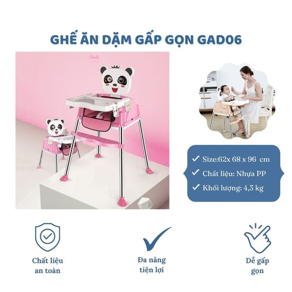  Ghế ăn dặm gấp gọn Hinata GAD06 
