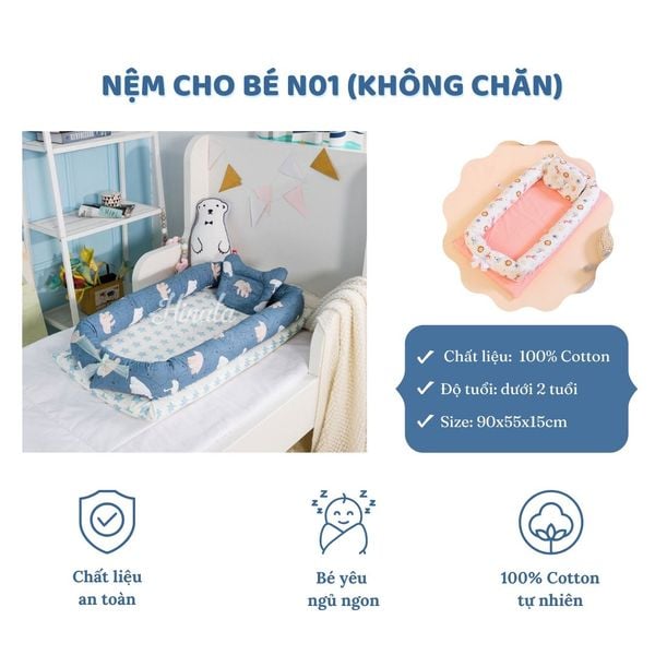  Combo giường nệm cho bé Hinata N01 (Không kèm chăn) 