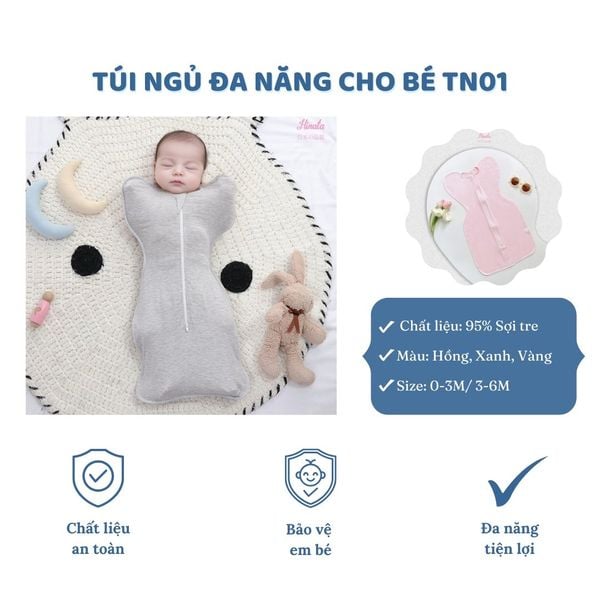  Túi ngủ sợi tre Hinata TN01 giúp bé ngủ ngon, không giật mình 