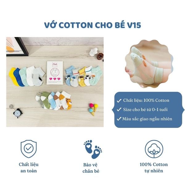  Set 5 Vớ sơ sinh cotton Hinata Nhật Bản V15 