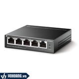  TP-Link SG1005LP | Thiết Bị Switch Chia Mạng 5 Cổng Gigabit - Hỗ Trợ 4 Cổng PoE+ Lên Đến 40W 