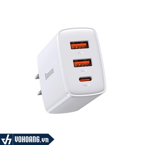  Cốc Sạc Baseus LVJ009-UC-EK Compact Quick Charger 30W - Sạc Nhanh Nhỏ Gọn - Hỗ Trợ USB Dual port + Type C, 30W PD/QC 3.0 - Hàng Chính Hãng 