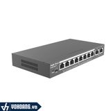  Ruijie RG-ES210GC-LP | Bộ Switch Quản Lý Thông Minh 10 Cổng Gigabit - 8 Cổng Hỗ Trợ PoE+ | Hàng Chính Hãng 