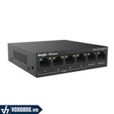  Ruijie RG-ES106D-P |  Thiết Bị Chuyển Mạch Khung Thép Switch 4 Cổng 10/100M + 2 Cổng Uplink 10/100M | Hàng Chính Hãng 