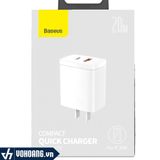  Baseus LVJ006-AC-CW | Cốc Sạc Nhanh Compact 20W Siêu Nhỏ - Dual Ports PD 3.0 