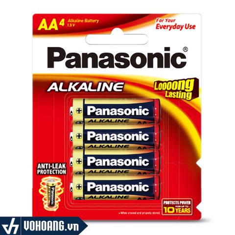  Panasonic Alkaline LR6T/4B-V | Pin Kiềm Alkaline AA Vỉ 4 Viên Chính Hãng 