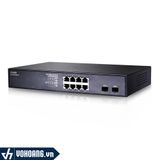  Ruijie RG-S1810G-P | Switch Chuyên Dụng 8 Port PoE 124W, 2 Port SFP Cho Camera | Hàng Chính Hãng 