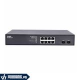  Ruijie RG-S1810G-P | Switch Chuyên Dụng 8 Port PoE 124W, 2 Port SFP Cho Camera | Hàng Chính Hãng 