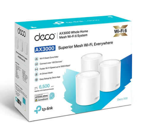  TP-Link Deco X50 (Pack 3) | Bộ Mesh WiFi 6 Chuẩn AX3000 Tích Hợp Công Nghệ AI-Driven Không Điểm Chết 