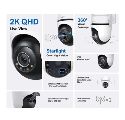  TP-Link Tapo C520WS | Camera Wi-Fi Ngoài Trời Độ Phân Giải 2K Xuay 360 