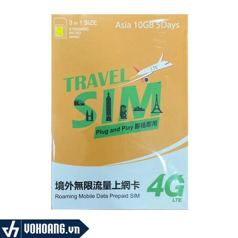  Sim 4G Du Lịch 5 Nước 10GB Cho 5 Ngày Thái Lan - Malaysia - Campuchia  - Indonesia - Singapore 