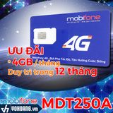  Mobifone MDT250A | Gói Data 4G Siêu Tiết Kiệm 4GB/Tháng Trọn Gói 1 Năm | Sim Giá Rẻ 