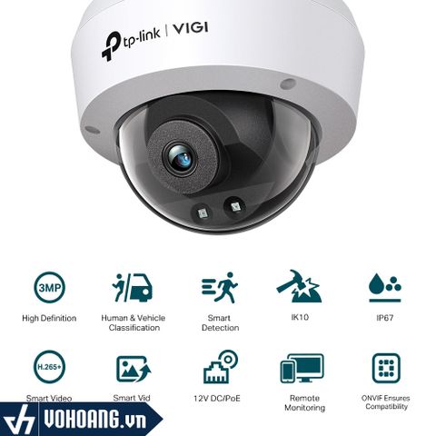  TP-Link VIGI C230I 4mm | Camera Dome IP 3MP Hồng Ngoại - Hỗ Trợ Nhận Dạng AI 