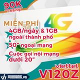  Viettel V120Z | Sim Data 4G Phủ Sóng Toàn Quốc - 4GB / Ngày Tại HCM - Liên Tỉnh 1GB / Ngày 