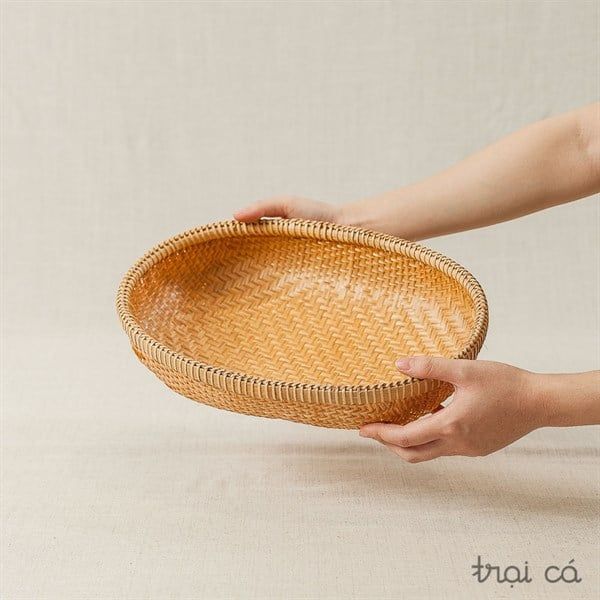  Rổ tre oval Bao La đáy đan chặt (5 cỡ) 