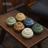  Hũ mứt hoa dây nổi - gốm Hiên Vân 