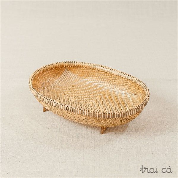  Rổ tre oval - có chân - đáy đan mắt nhỏ (5 cỡ) 