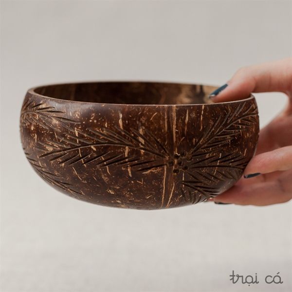 Bát gáo dừa khắc hoa văn (14~16cm) 