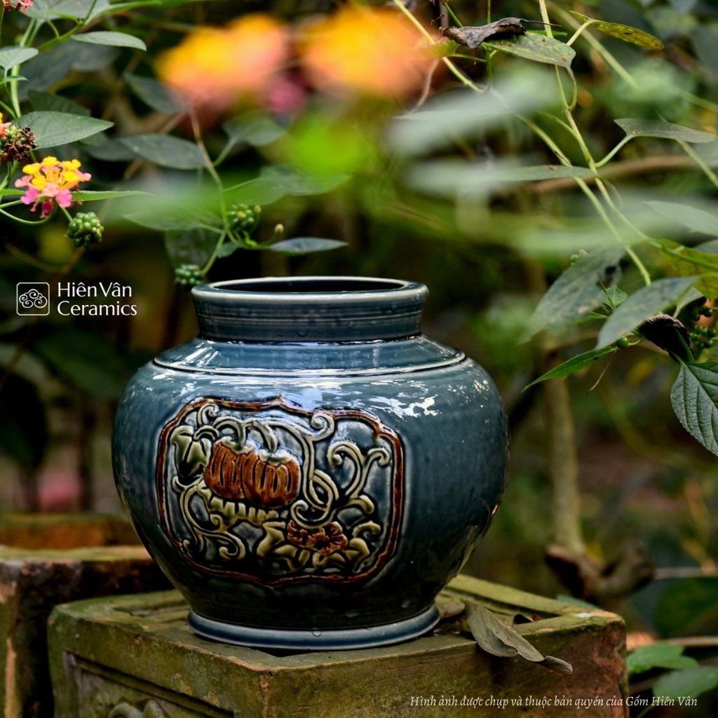  Bình hoa hoa quả gốm Hiên Vân (19x18x12cm) 