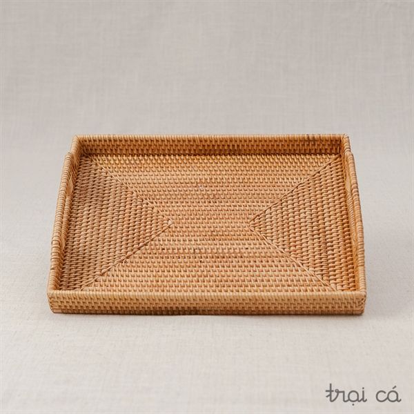  Khay mây guột chữ nhật có tay cầm (27x36x4cm) 