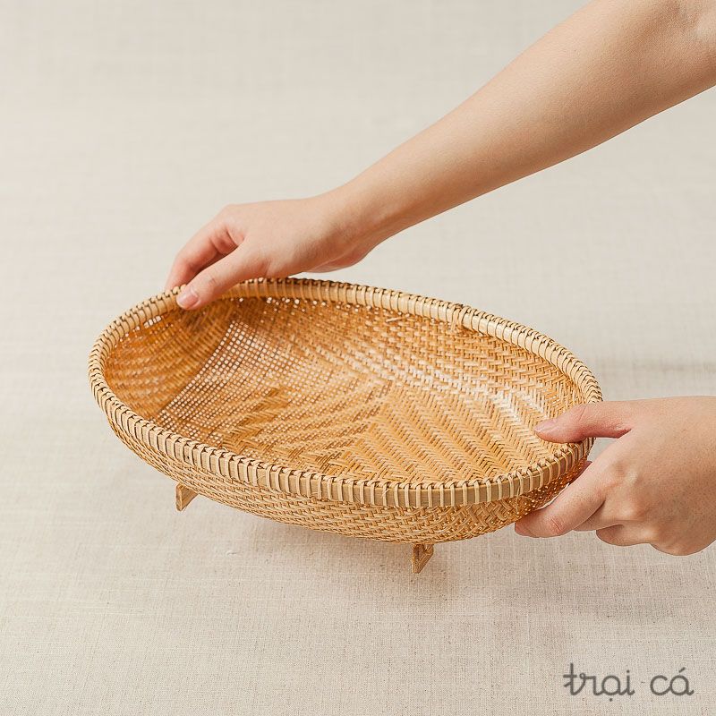  Rổ tre oval - có chân - đáy đan mắt nhỏ (5 cỡ) 