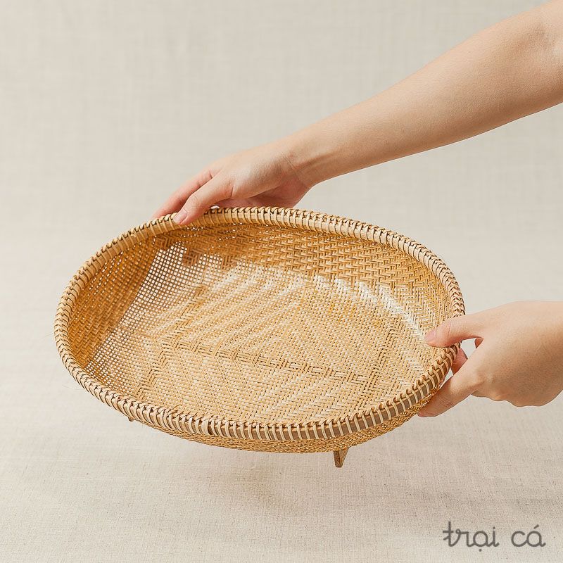  Rổ tre oval - có chân - đáy đan mắt nhỏ (5 cỡ) 