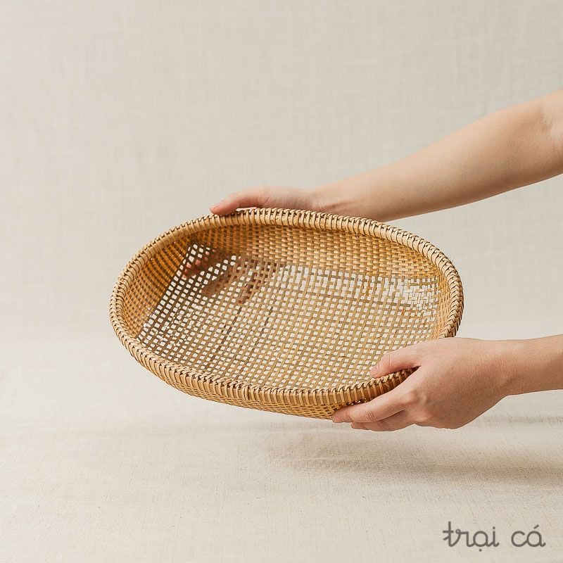  Rổ tre oval Bao La đáy đan cật (5 cỡ) 