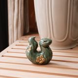  Rắn gốm họa tiết hoa đào - Gốm Hiên Vân 