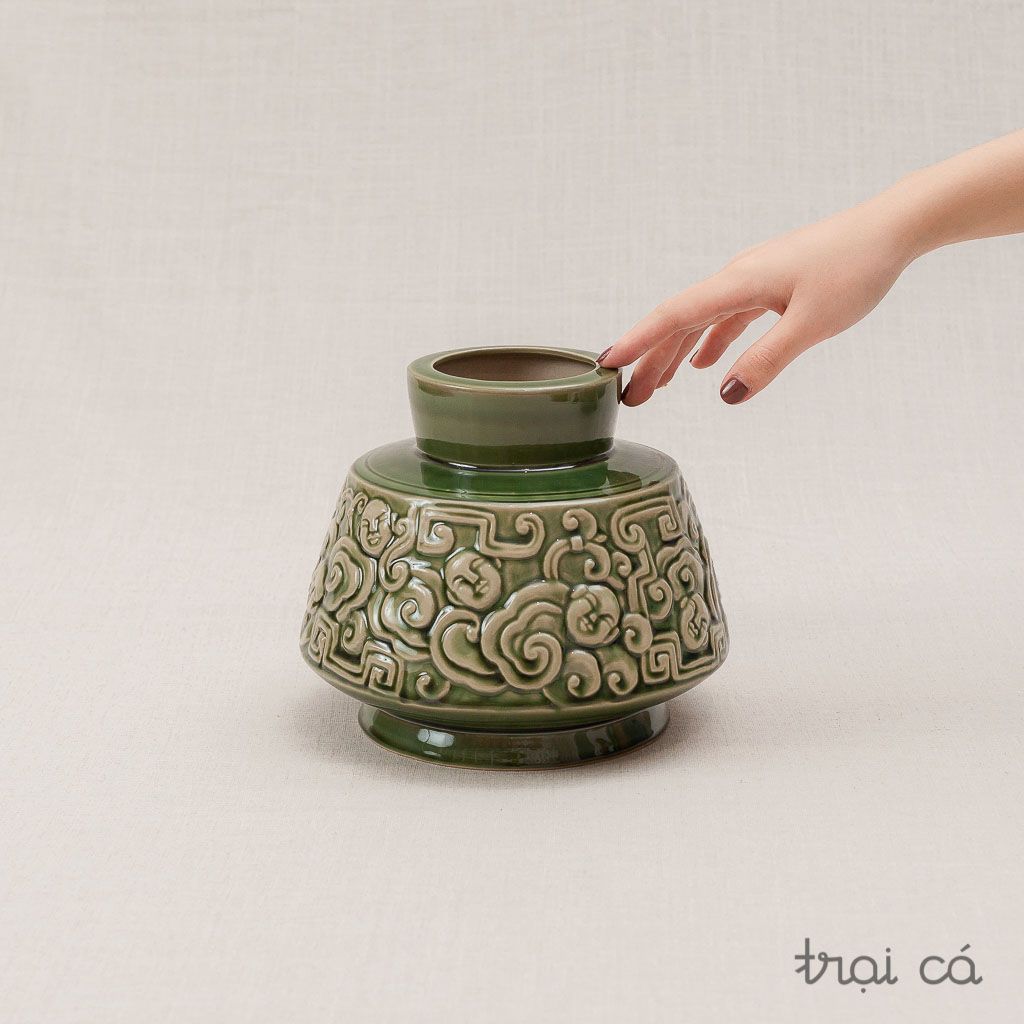  Bình người mây hoạ tiết đơn sắc - gốm Hiên Vân 