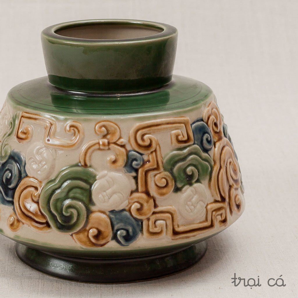  Bình người mây họa tiết đa sắc - gốm Hiên Vân 