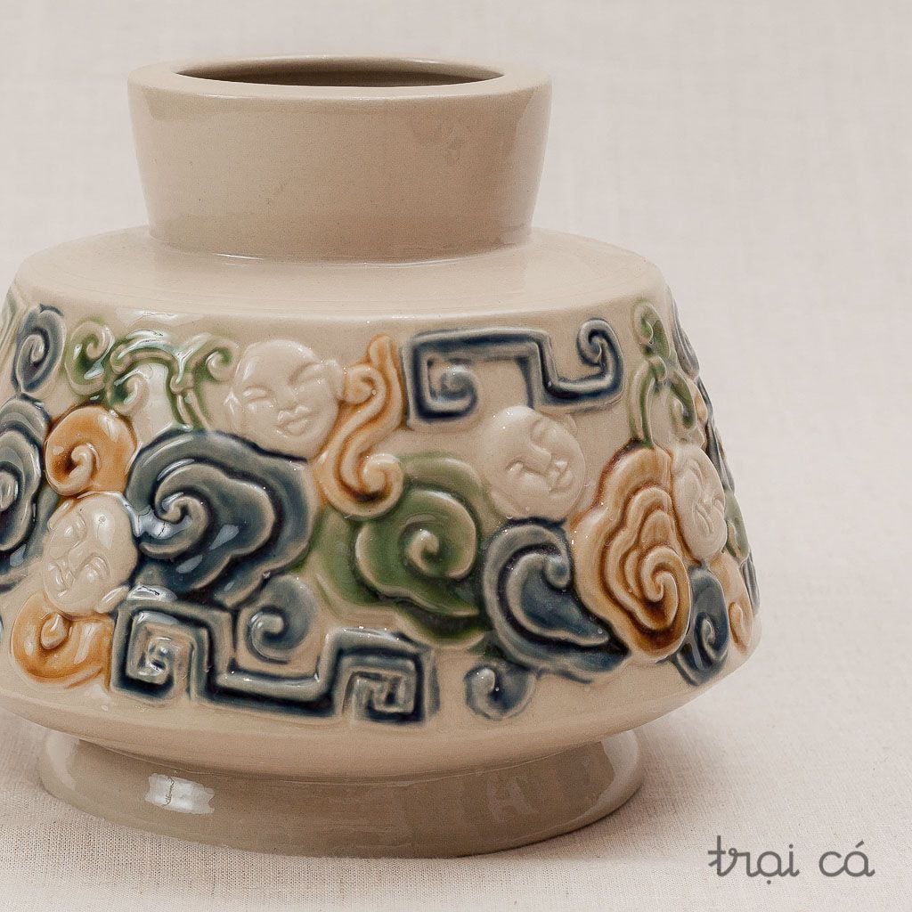  Bình người mây họa tiết đa sắc - gốm Hiên Vân 