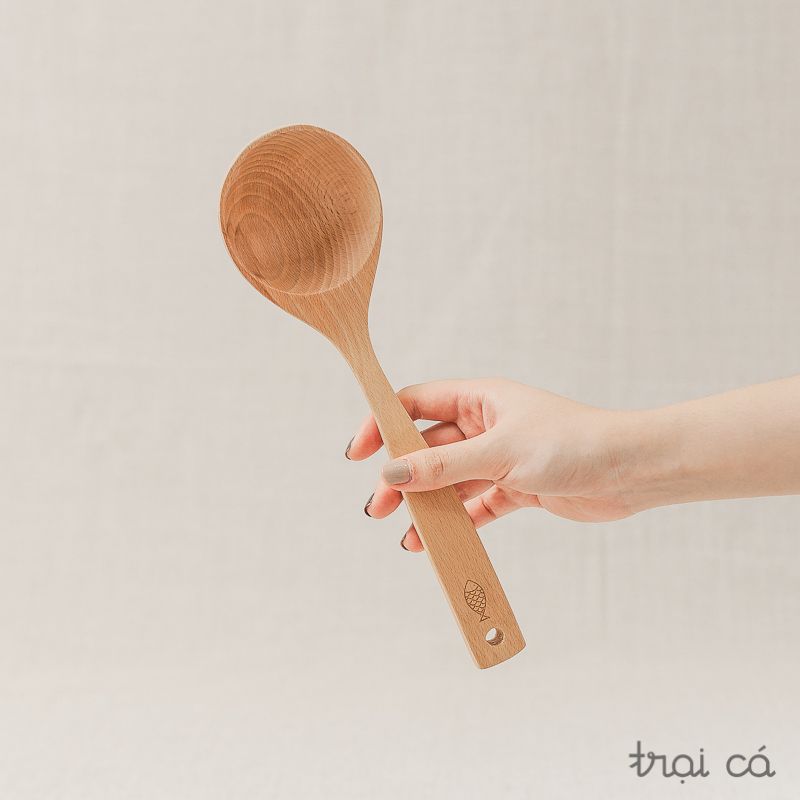  Muôi canh tròn lớn gỗ beech (27cm) 