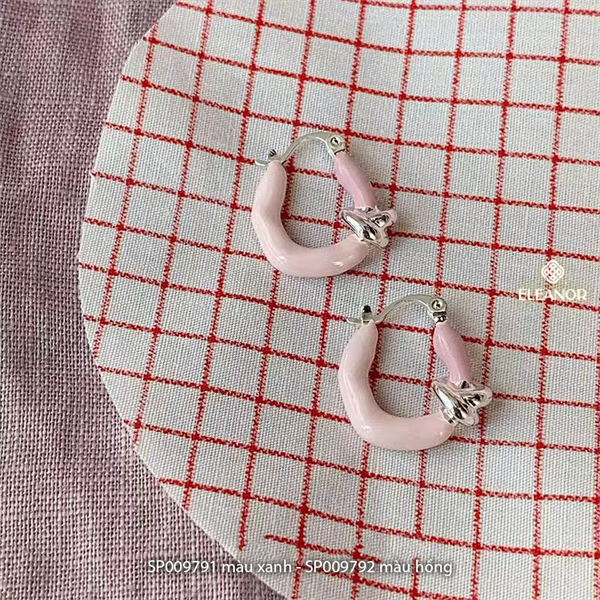  Bông tai - SP009792 chữ U màu hồng 