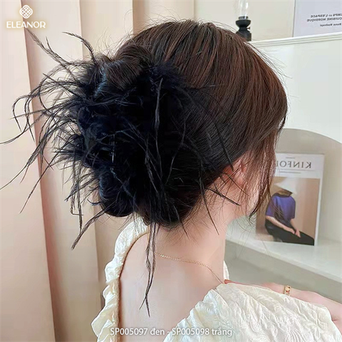  PKT kẹp tóc - SP005097 lông vũ đen 