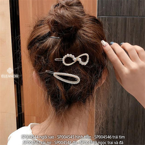  PKT kẹp tóc - SP004549 ngọc trai và đá 