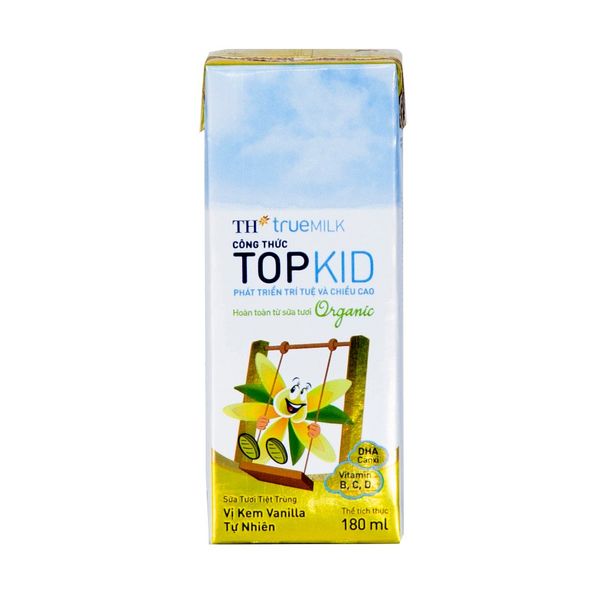   Sữa Tươi Tiệt Trùng Topkid Vanila Organic 180Ml (Th True Milk)  