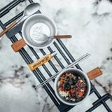 Bát inox dã ngoại tay cầm bọc da Glamping Naturehike NH21SJ002