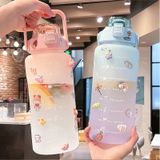 Bộ bình đựng nước BPA-free (2L & 1L) có vạch nhắc giờ uống nước (tặng bộ sticker 3D)