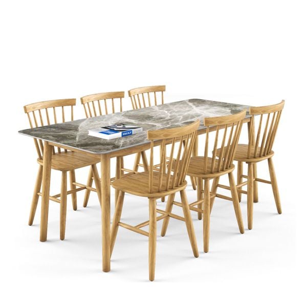 Bộ bàn ghế ăn 6 chỗ XDAILY - Pinstol - Luna