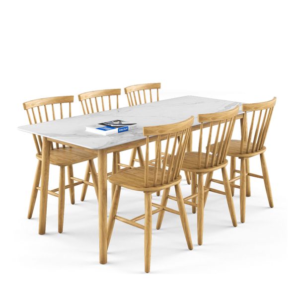 Bộ bàn ghế ăn 6 chỗ XDAILY - Pinstol - Luna