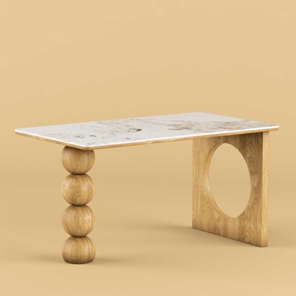 Bàn ăn gỗ XDAILY Holo | Bàn ăn chân hồ lô.