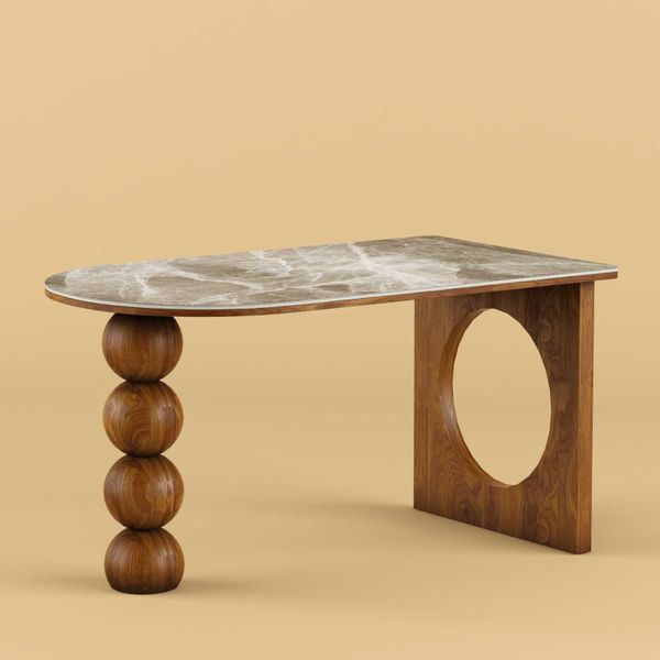 Bàn ăn gỗ XDAILY Holo | Bàn ăn chân hồ lô.