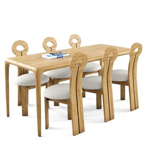 Bộ bàn ghế ăn 6 chỗ = BOLDING - NEVA - TN