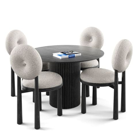 Bộ bàn ghế ăn tròn 4 chỗ - SIMON - MOON D