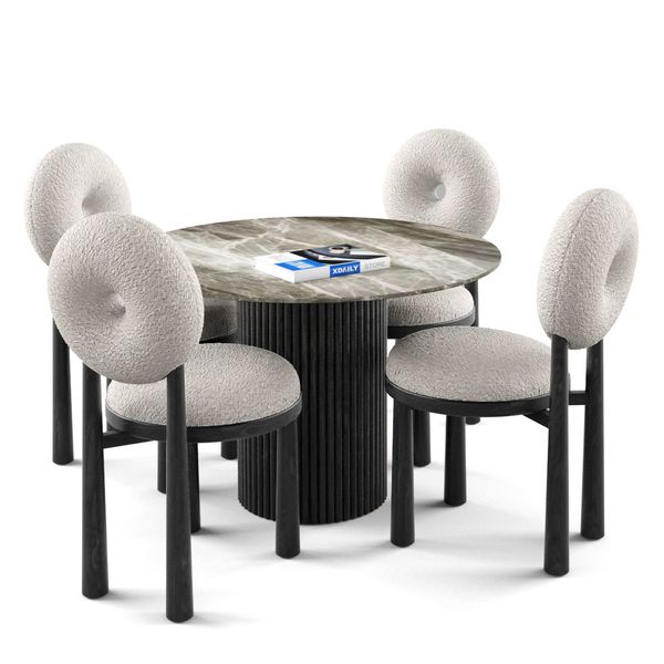 Bộ bàn ghế ăn tròn 4 chỗ - SIMON - MOON D