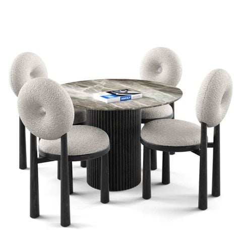 Bộ bàn ghế ăn tròn 4 chỗ - SIMON - MOON D