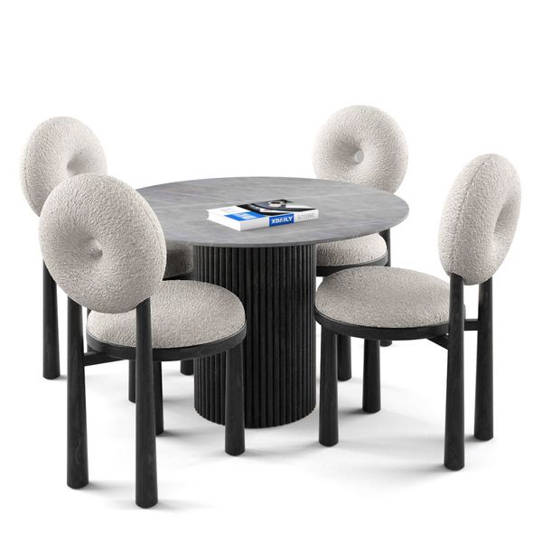 Bộ bàn ghế ăn tròn 4 chỗ - SIMON - MOON D