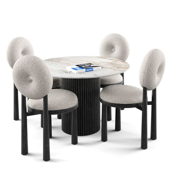 Bộ bàn ghế ăn tròn 4 chỗ - SIMON - MOON D