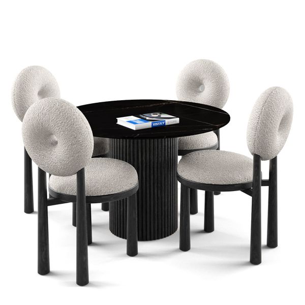 Bộ bàn ghế ăn tròn 4 chỗ - SIMON - MOON D