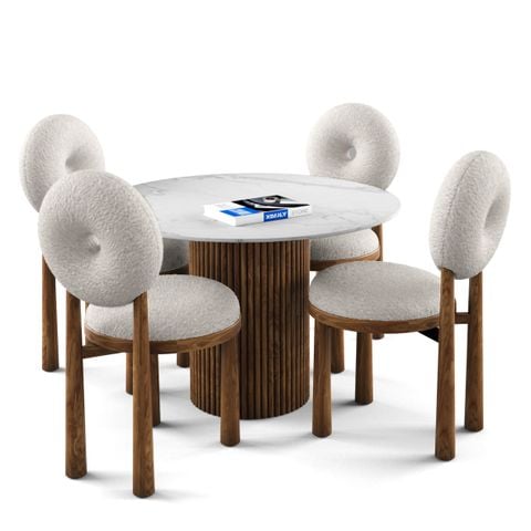 Bộ bàn ghế ăn tròn 4 chỗ - SIMON - MOON N